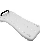 A white bath board with a handle that rests across the tub rims